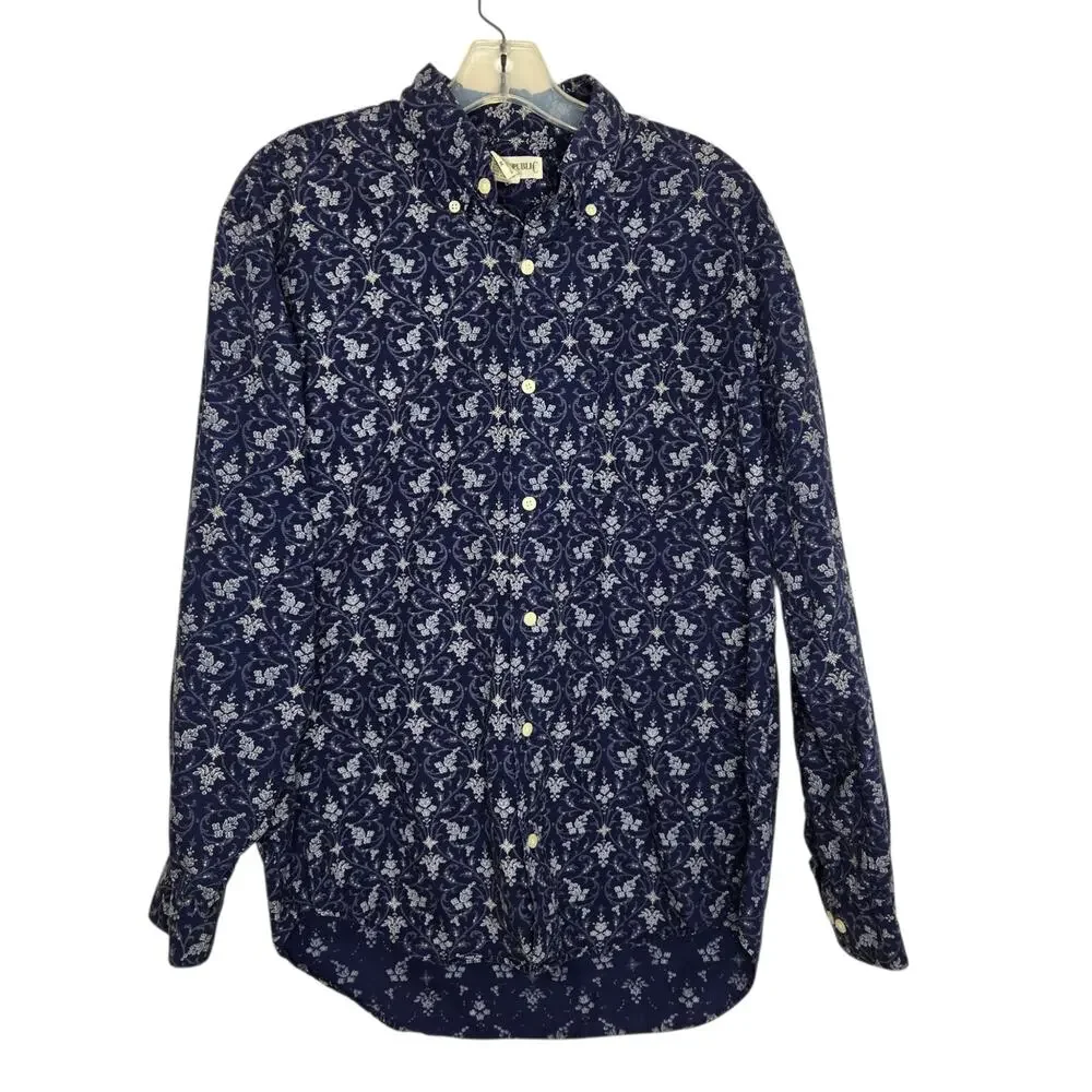 Vintage Banana Republic Floral Printed Shirt Cotton Office Work Men Medium